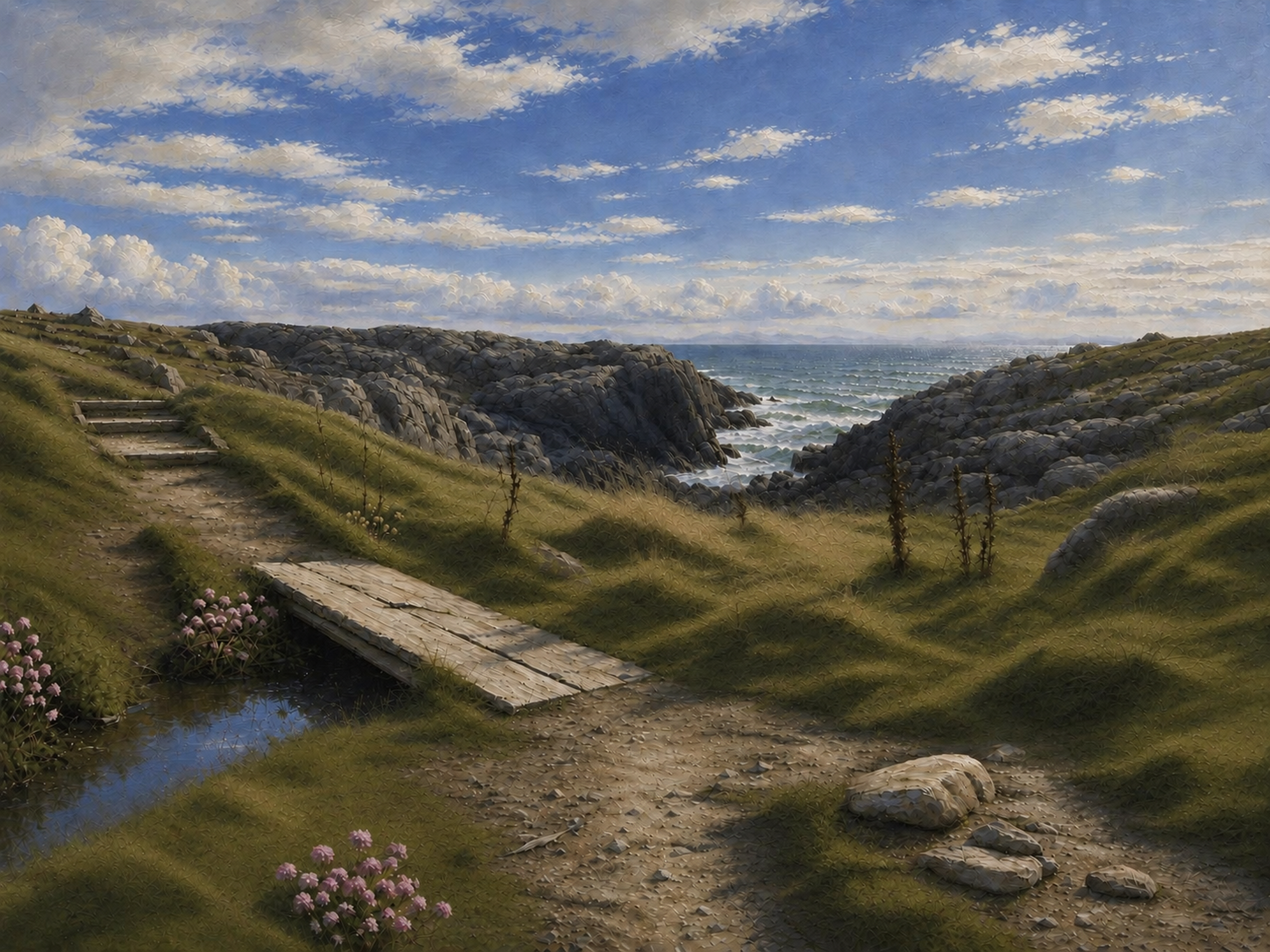 A little piece of quiet, a digital work by Elin Morrow, built from photographs and sketches made at Rhoscolyn